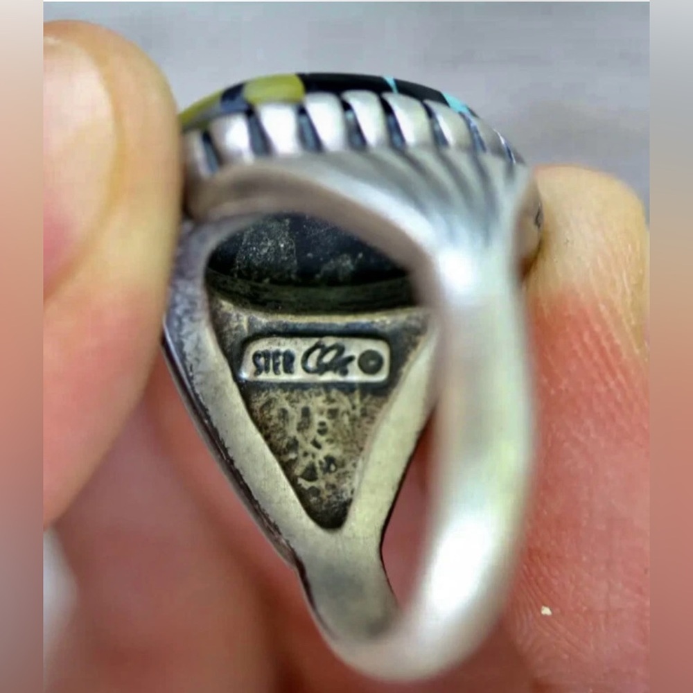 Carolyn Pollack Silver Multicolor Inlay Ring - Picture 3 of 5